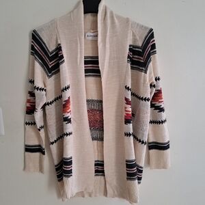 Olive & Oak Cream‎ Southwest Astec Patterned Women's Sweater Cardigan Size Large